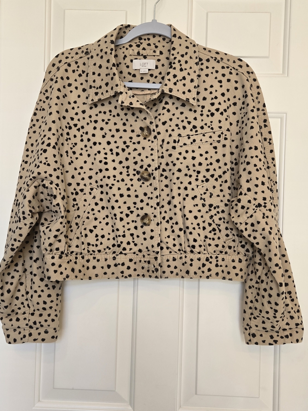 LOFT Cropped Jacket with Cheetah Print - Size PM